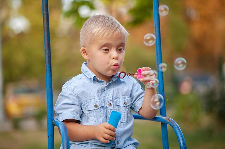 Having fun blowing bubbles
